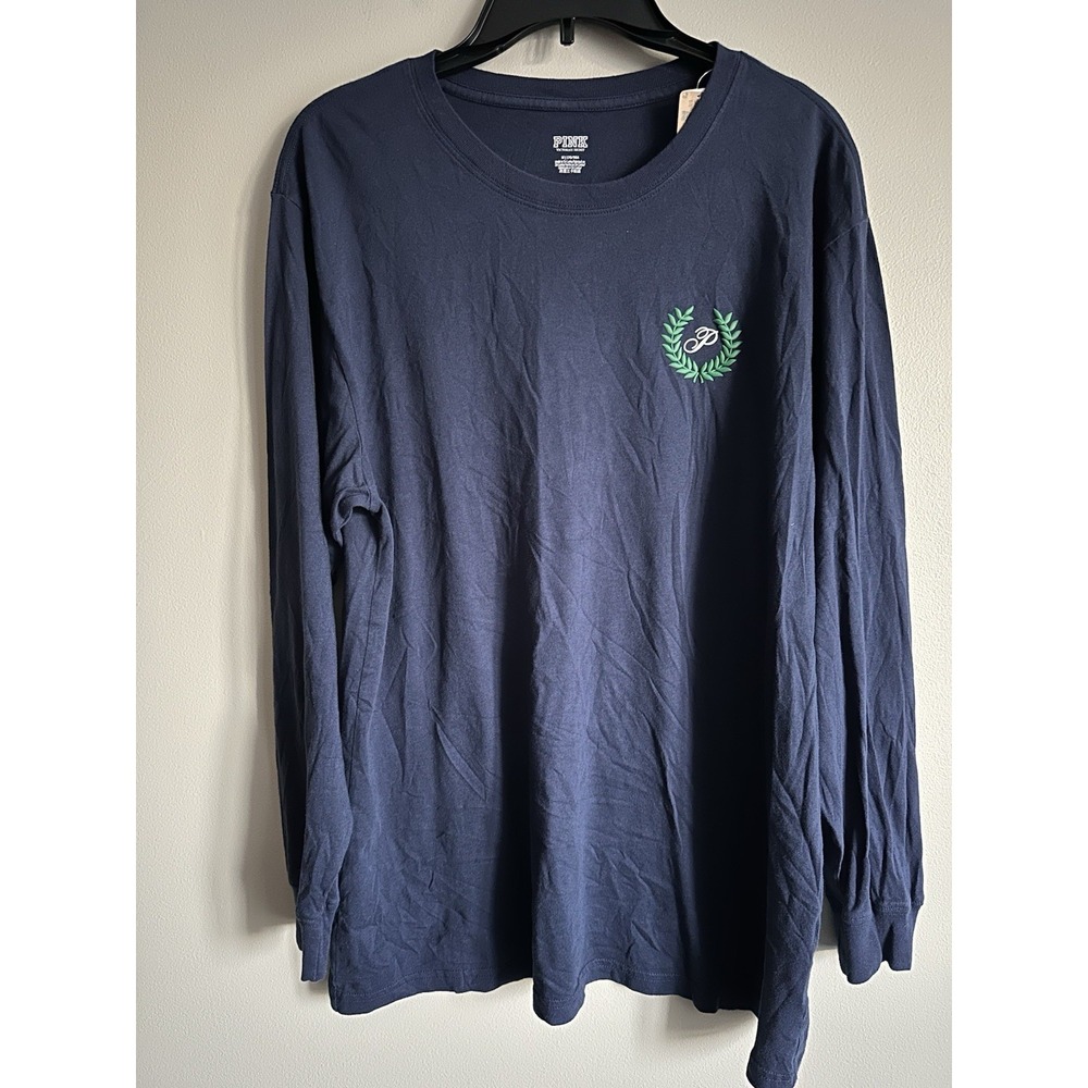 VS PINK NWT Navy Long Sleeve, Y2K, Logo; Size Medium